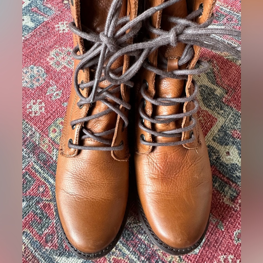 Frye Veronica Combat Boot Women’s Us 7 Camel Leat… - image 7